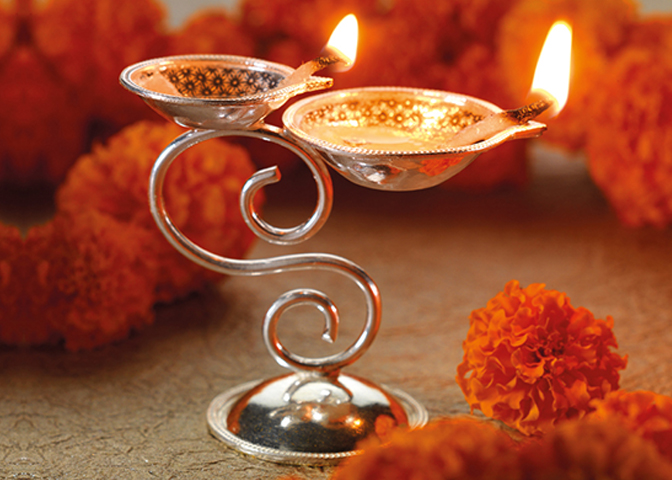 Silver plated gift items - Twin Pooja Diva with stand
